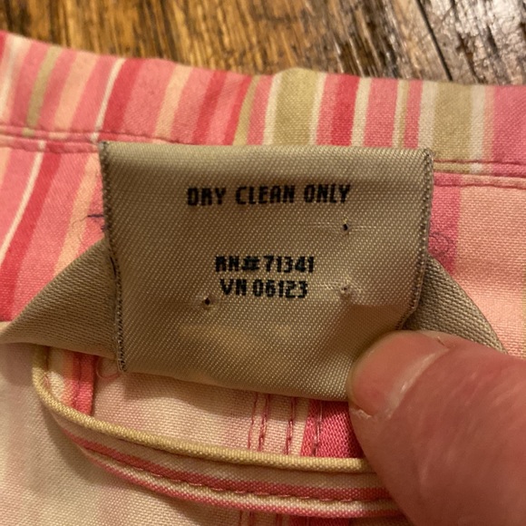 L.L. Bean car coat mackintosh pink stripe L Petite - Picture 12 of 13